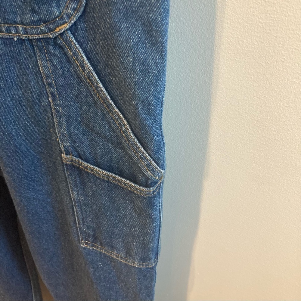 BOXER AMERICAN Sz L  Carpenter Style Mid Wash Overalls - Picture 9 of 13